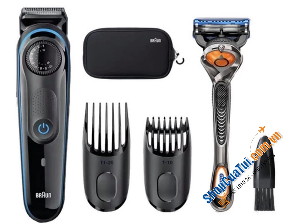 TRỌN BỘ CẠO RÂU BRAUN BT3040 - TẶNG KÈM DAO CẠO RÂU GILLETTE VÀ TÚI ĐỰNG