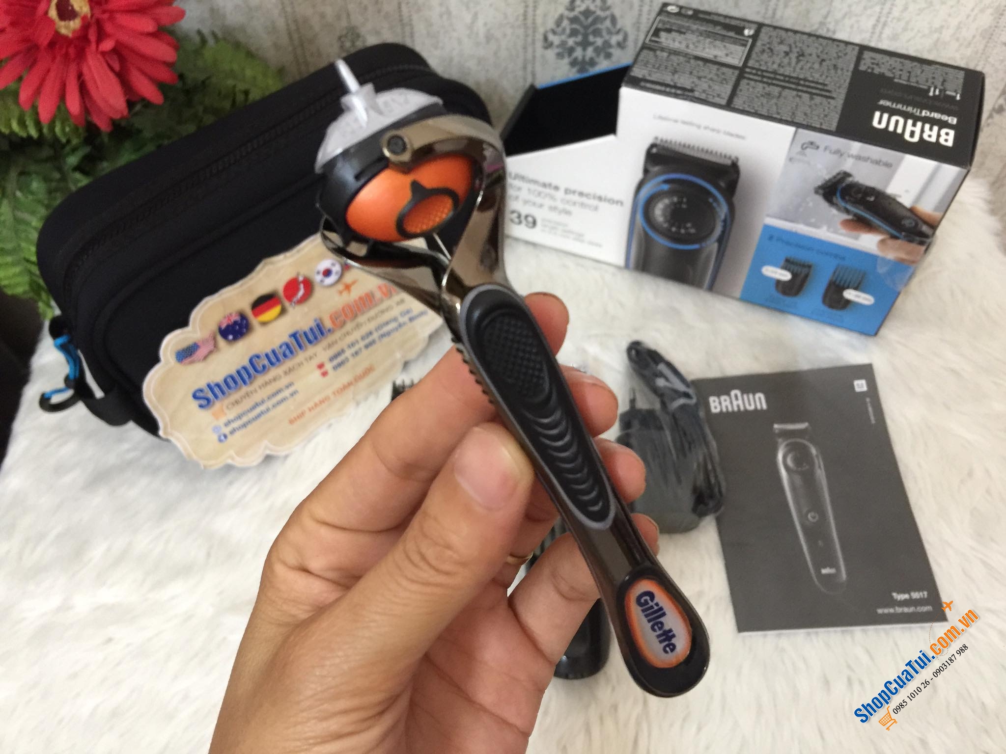 TRỌN BỘ CẠO RÂU BRAUN BT3040 - TẶNG KÈM DAO CẠO RÂU GILLETTE VÀ TÚI ĐỰNG