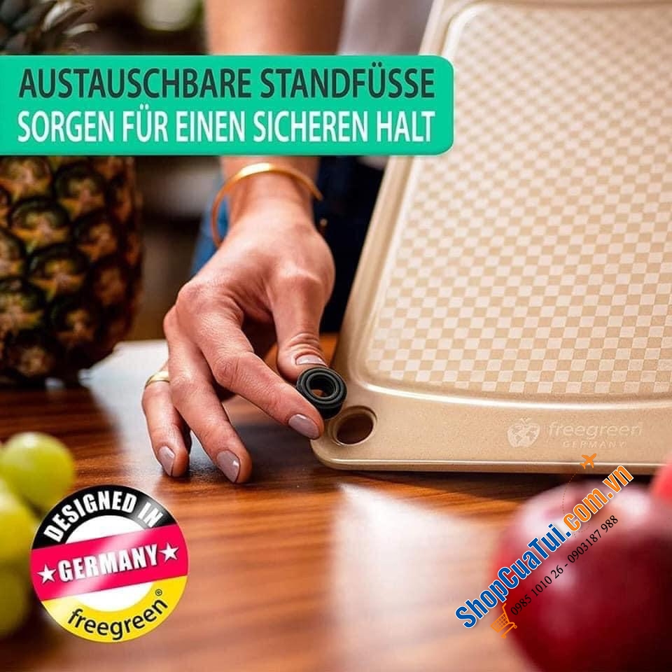 Thớt kháng khuẩn Freegreen® - Germany. - Thớt vỏ trấu - thớt sinh học 100% kháng khuẩn - 100% từ các nguyên liệu tự nhiên
