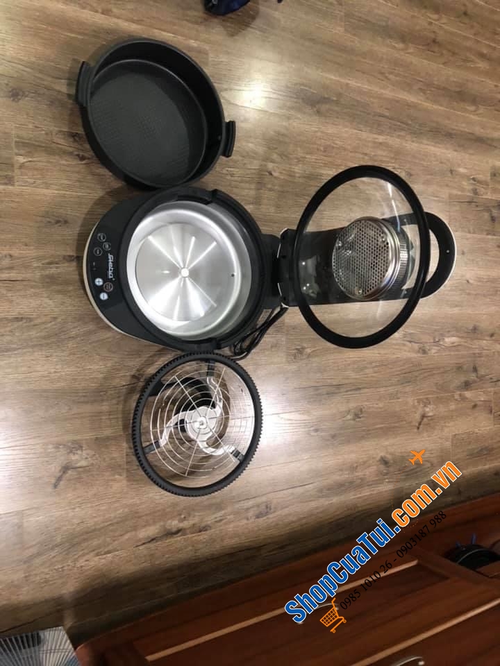 NỒI CHIÊN KHÔNG DẦU - NỒI LẨU ĐA NĂNG STEBA HF2050 4,5L (cải tiến vượt trội vừa chiên thức ăn nguyên miếng lớn hoặc chiên quay đảo trục giống nồi Tefal, trục đảo tháo rời được)