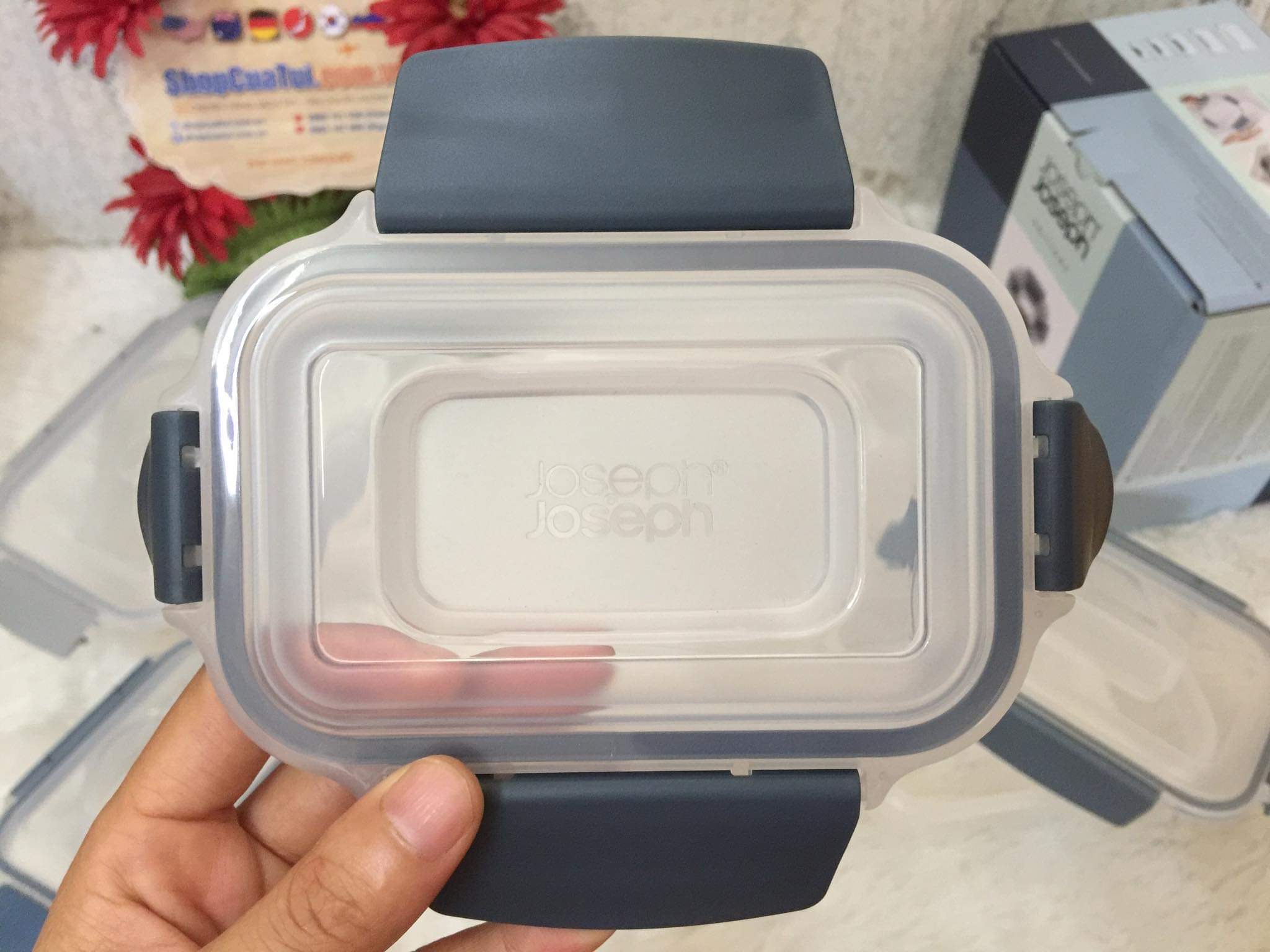 Hộp đựng cơm, Set 5 hộp đựng thực phẩm CAO CẤP Joseph Joseph màu ghi