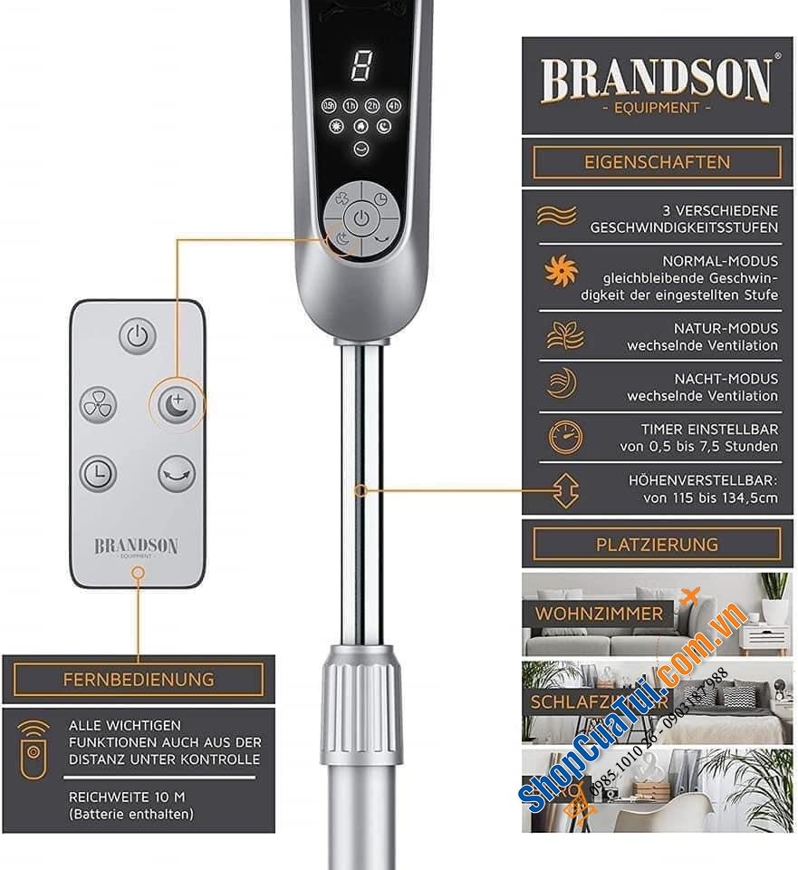 QUẠT CÂY BRANDSON 5 CÁNH 60w   Quạt cây Brandson chất từng mm - Hàng HOT đón hè - Rất mát cực phù hợp thời tiết VN