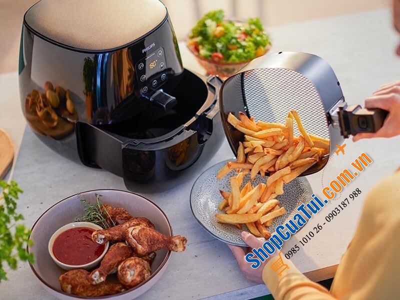 NỒI CHIÊN PHILIPS AIRFRYER XL HD9263/90 KÈM PHỤ KIỆN KHAY NƯỚNG CHỐNG DÍNH