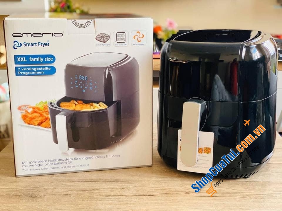 Dung tích rổ chiên lớn 5,5l thoải mái chế biến các món ăn - NỒI CHIÊN KHÔNG DẦU EMERIO AF-123544 - Thế hệ mới màn LED điều chỉnh thông minh.