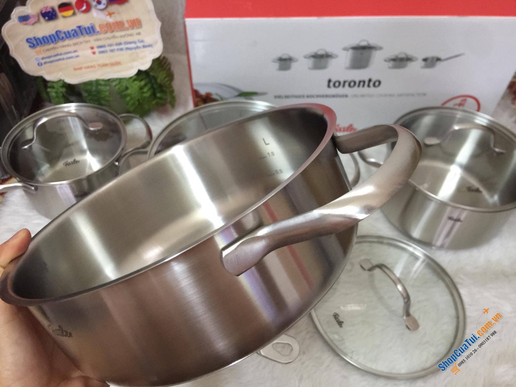 Bộ nồi FISSLER TORONTO 5 nồi (chất liệu thép bóng mờ sang, bền, chất).