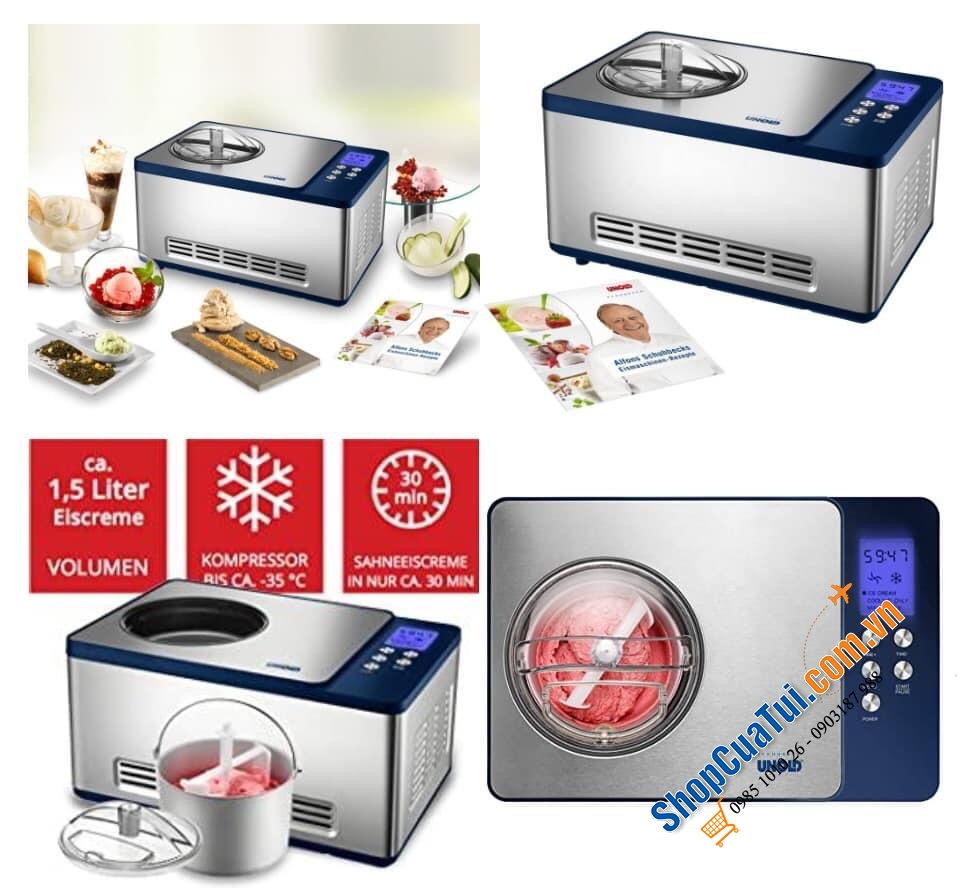 Máy làm kem UNOLD 48818 LÀM LẠNH TỰ ĐỘNG TRỰC TIẾP- Xứng đáng là máy làm kem gia đình số 1