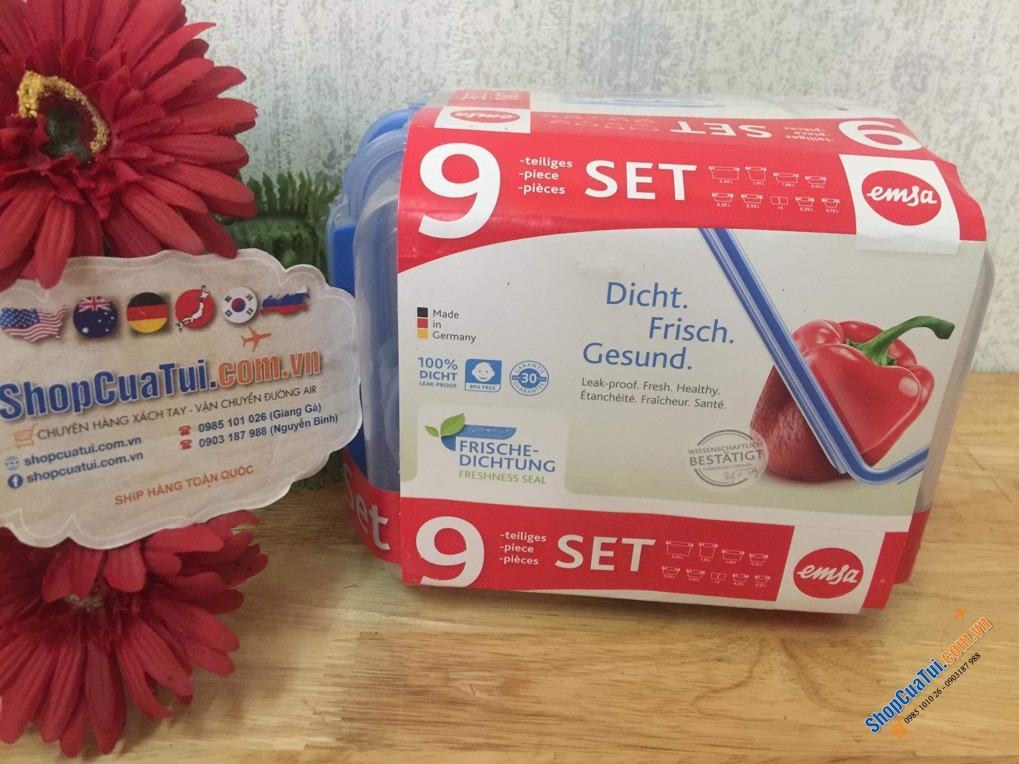 Set Hộp đựng thực phẩm Emsa 9 món.