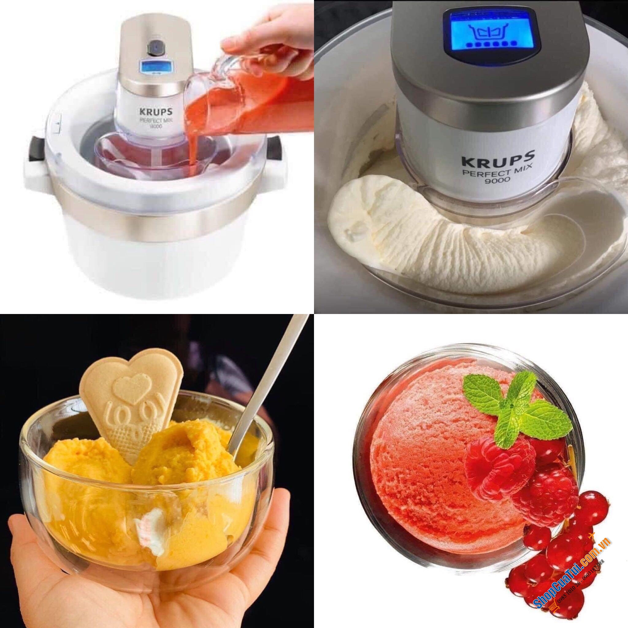 MÁY LÀM KEM KRUPS PERFECT làm được 1kg kem/lần