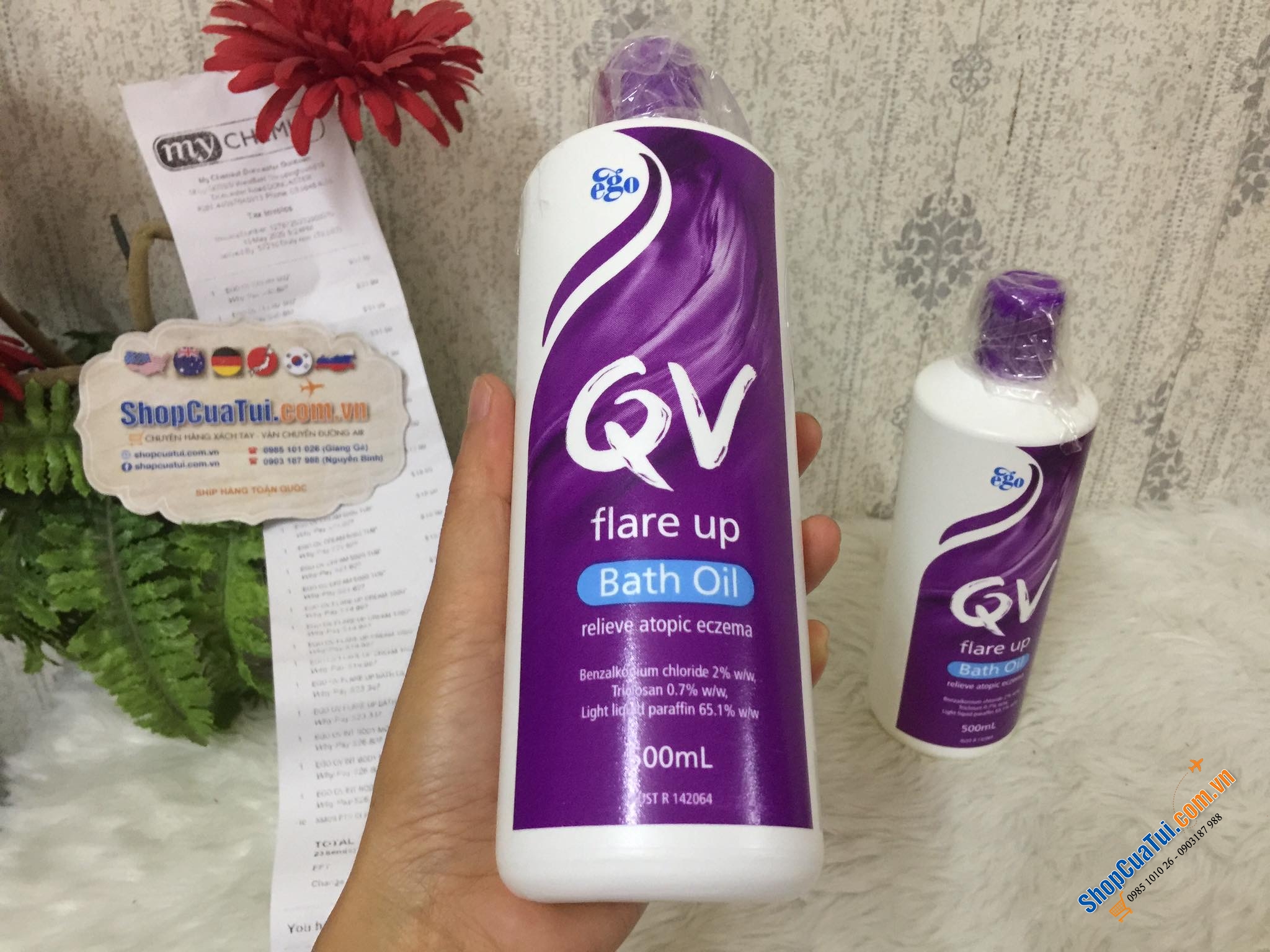 Dầu tắm QV Flare Up Bath Oil 500Ml Eczema Prone chuyên dành cho da chàm, ngứa