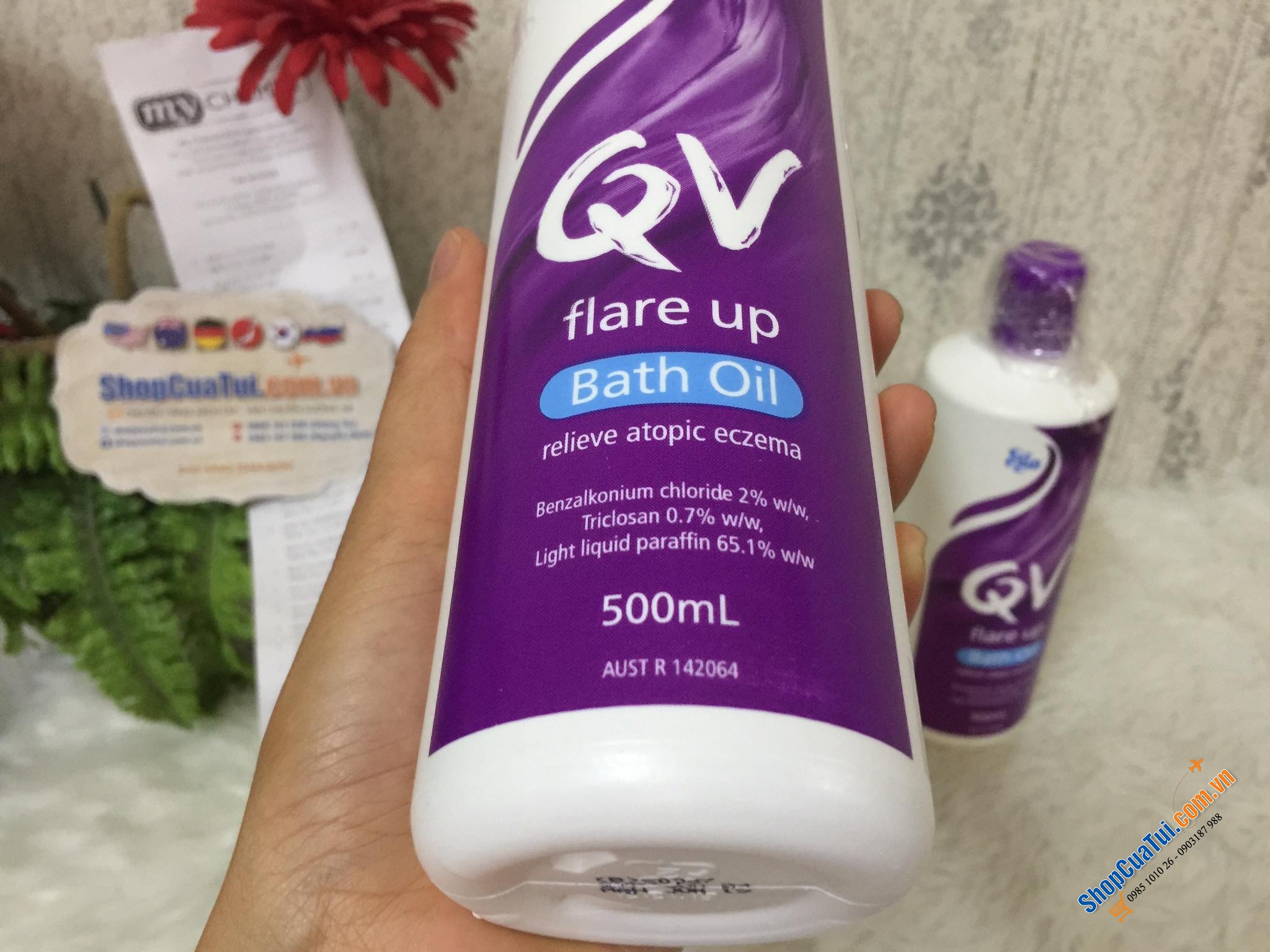 Dầu tắm QV Flare Up Bath Oil 500Ml Eczema Prone chuyên dành cho da chàm, ngứa