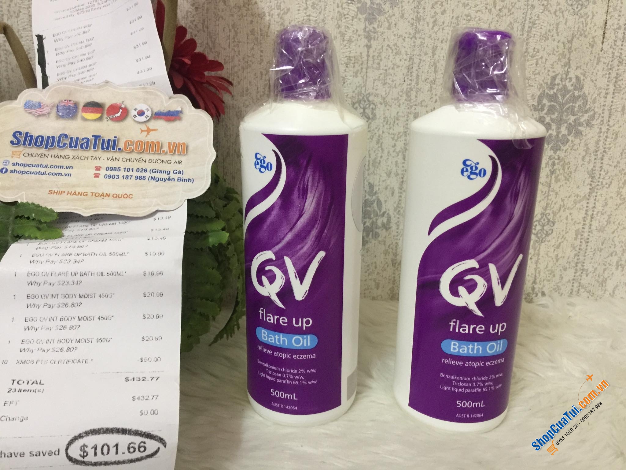 Dầu tắm QV Flare Up Bath Oil 500Ml Eczema Prone chuyên dành cho da chàm, ngứa