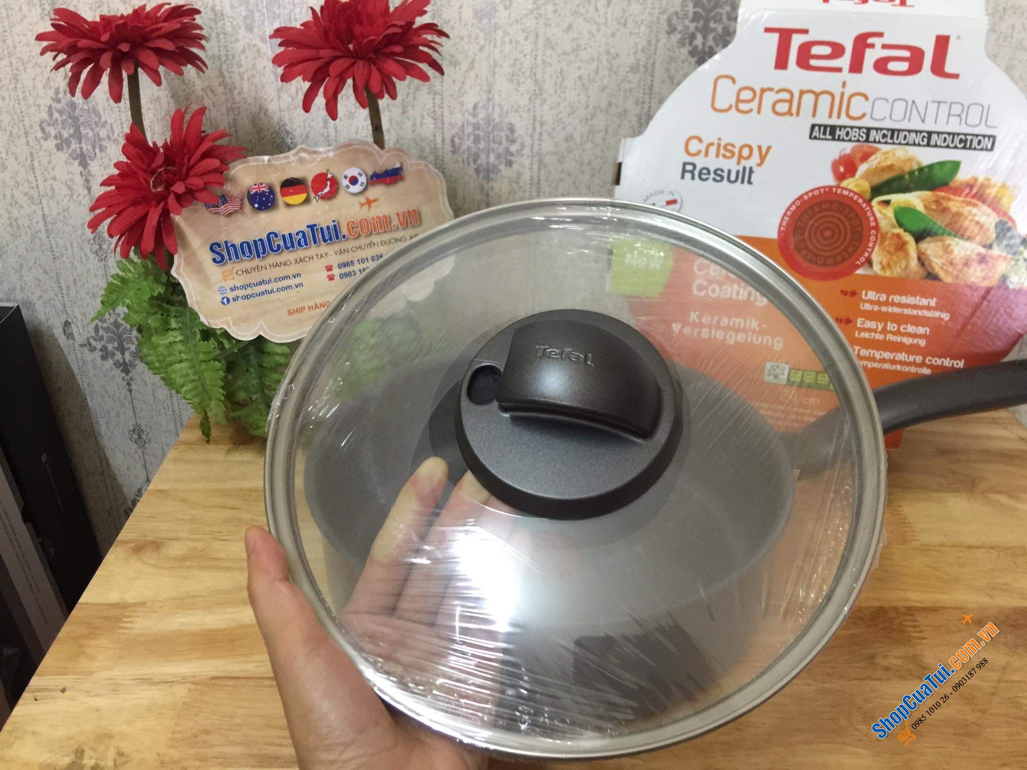 QUÁNH TEFAL GỐM 24 CM - MADE IN FRANCE.