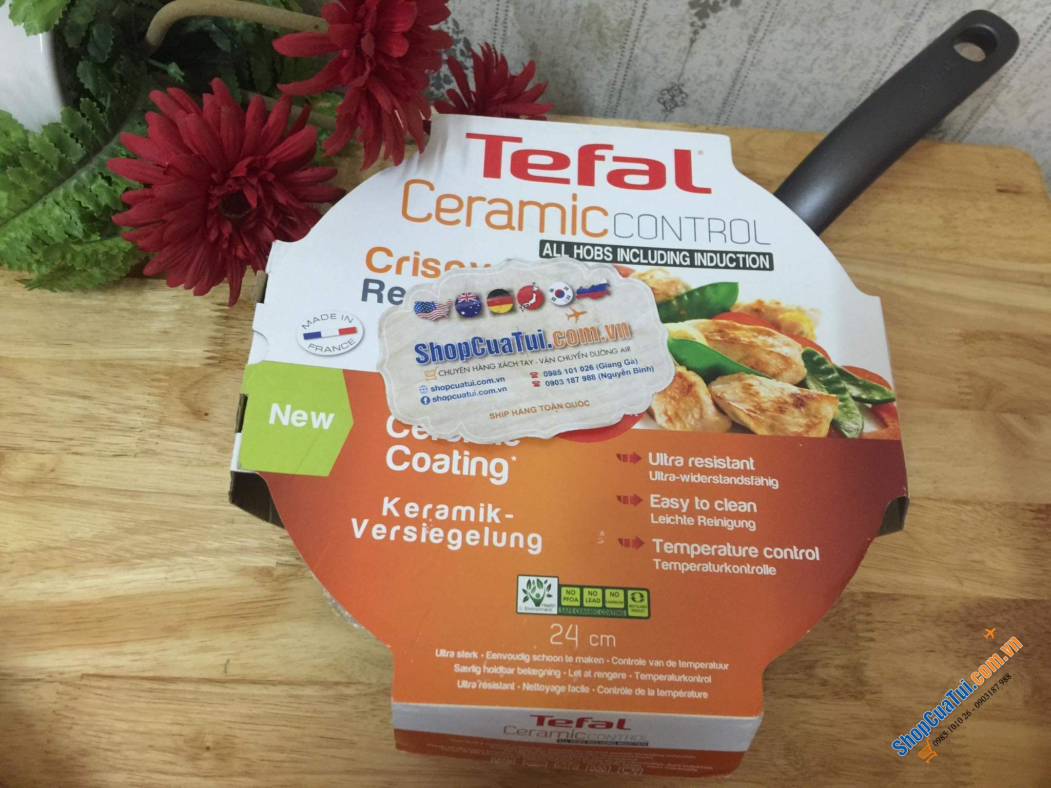 QUÁNH TEFAL GỐM 24 CM - MADE IN FRANCE.