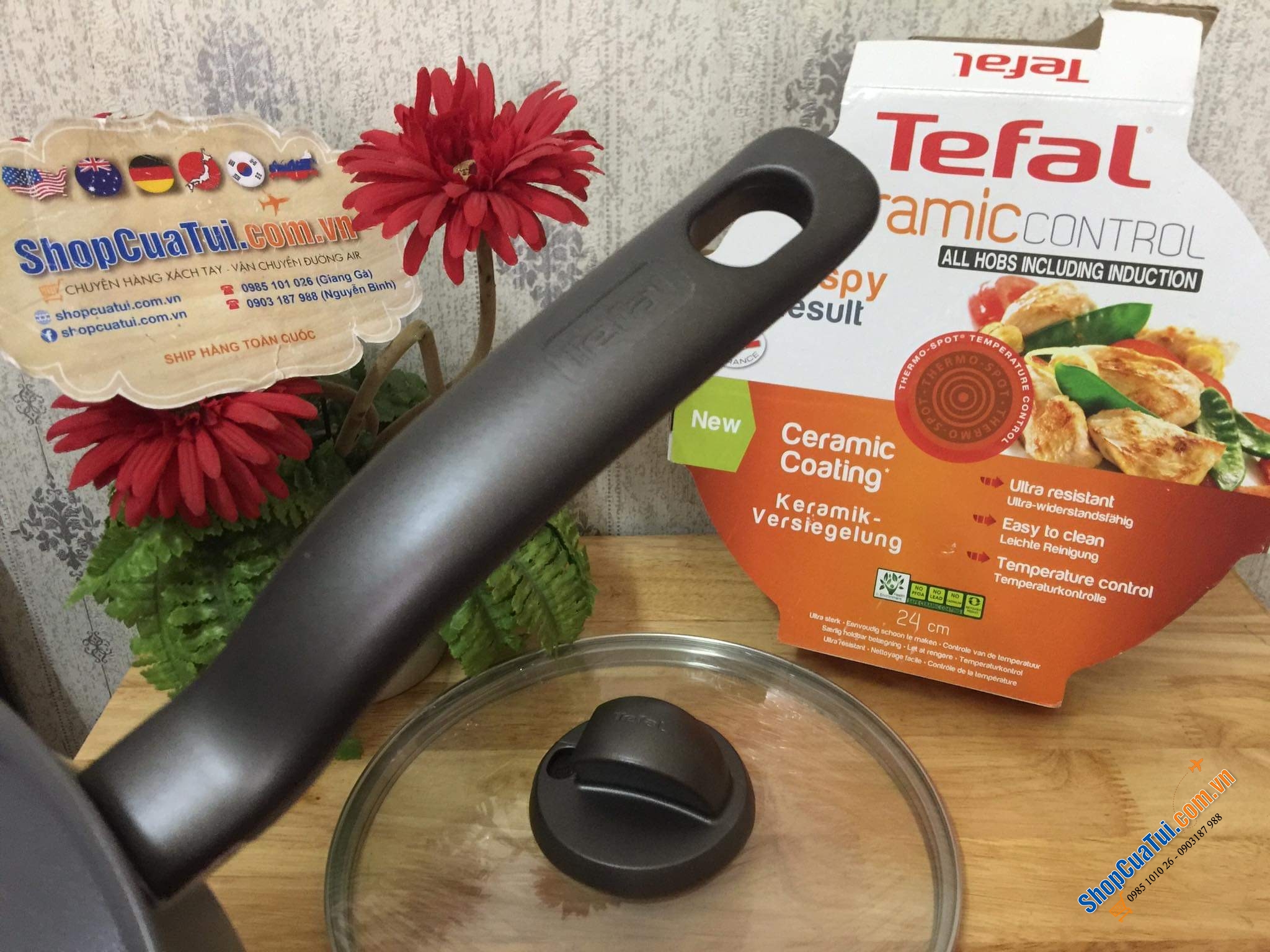 QUÁNH TEFAL GỐM 24 CM - MADE IN FRANCE.