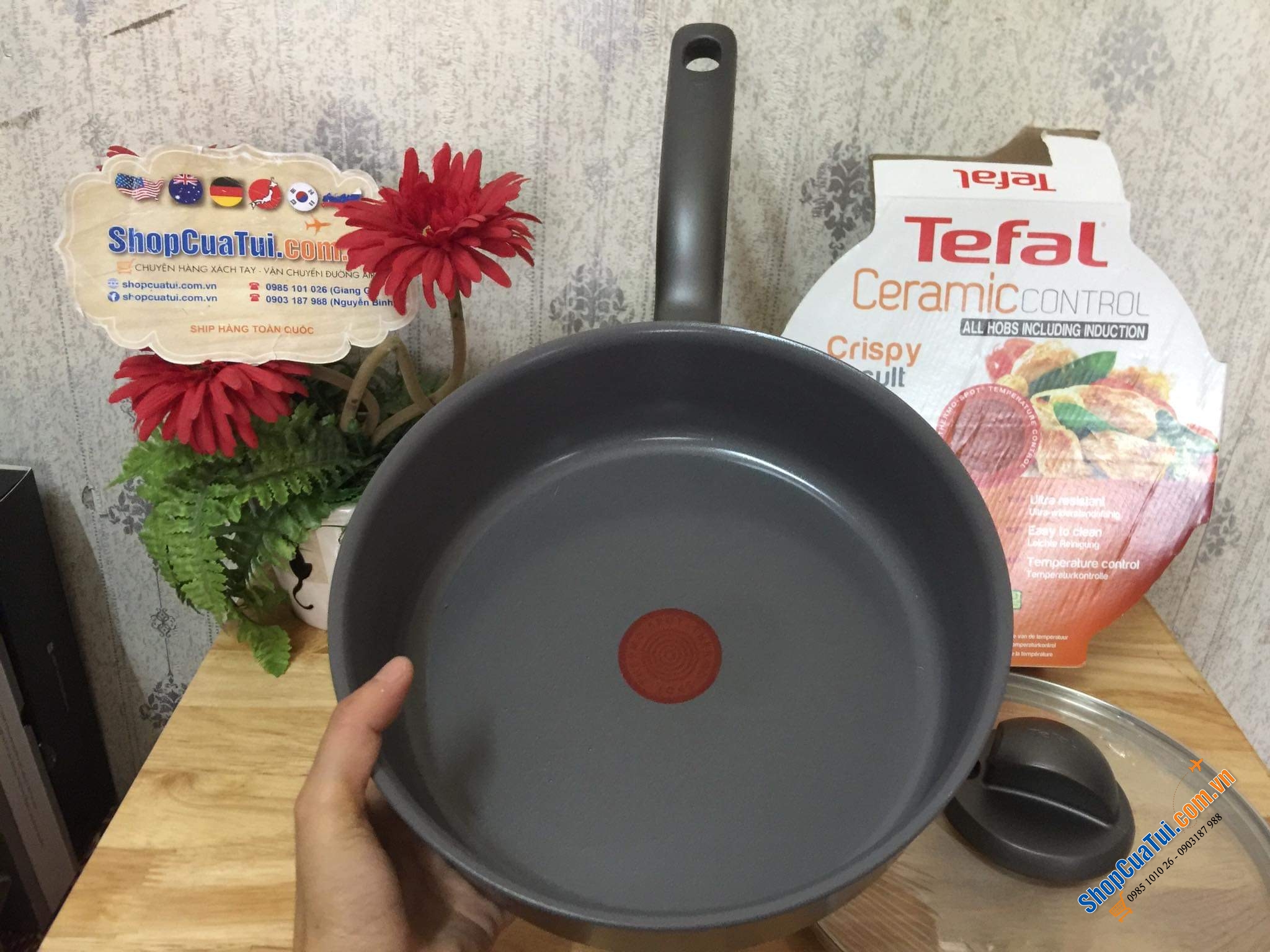 QUÁNH TEFAL GỐM 24 CM - MADE IN FRANCE.