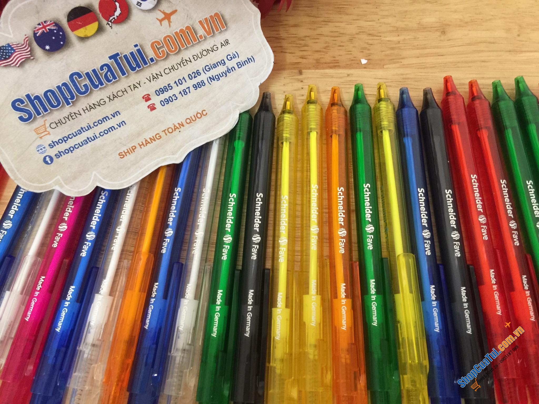 Set 10 Bút bi xanh Schneider Fave - Made in Germany.