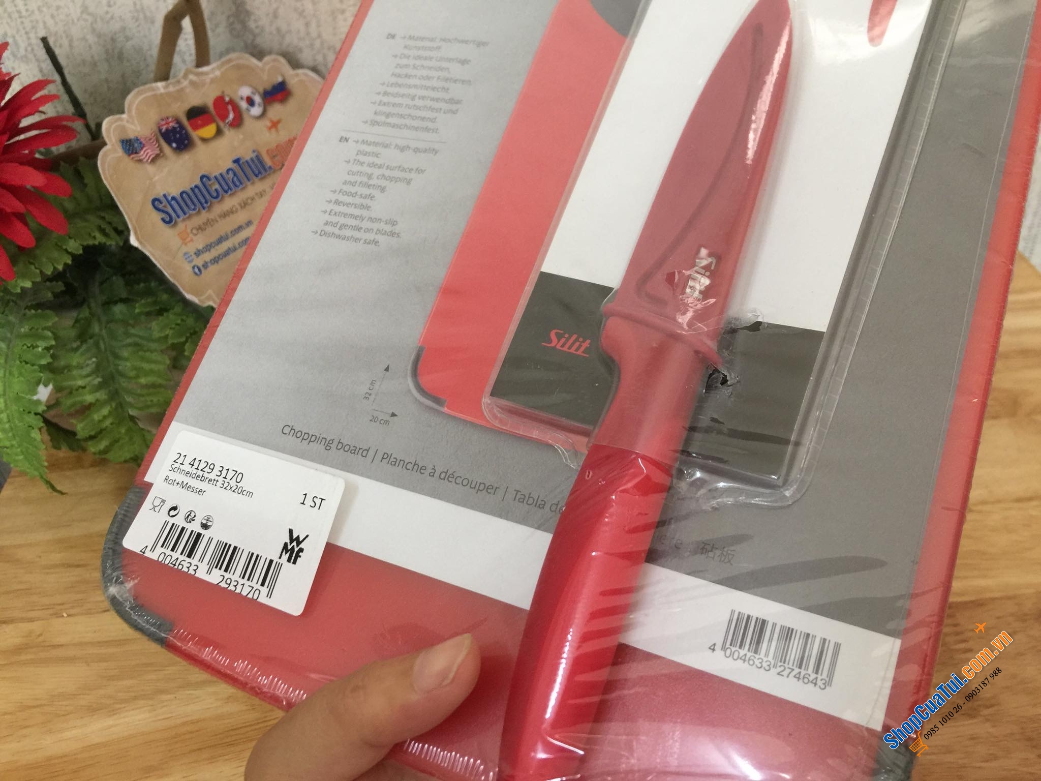 SET THỚT KHÁNG KHUẨN + DAO SILIT MÀU ĐỎ.