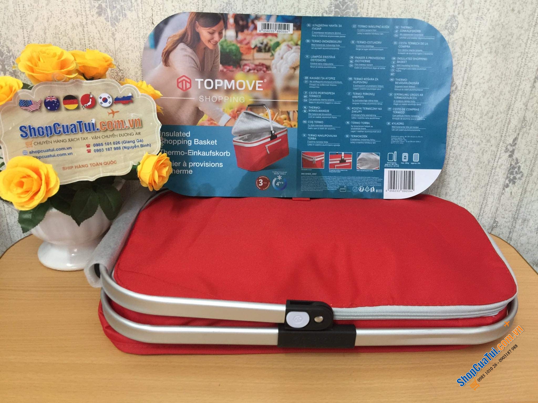 GIỎ GIỮ LẠNH TOPMOVE - hàng nội địa Đức - dung tích 24 lít. Màu đỏ, màu xang