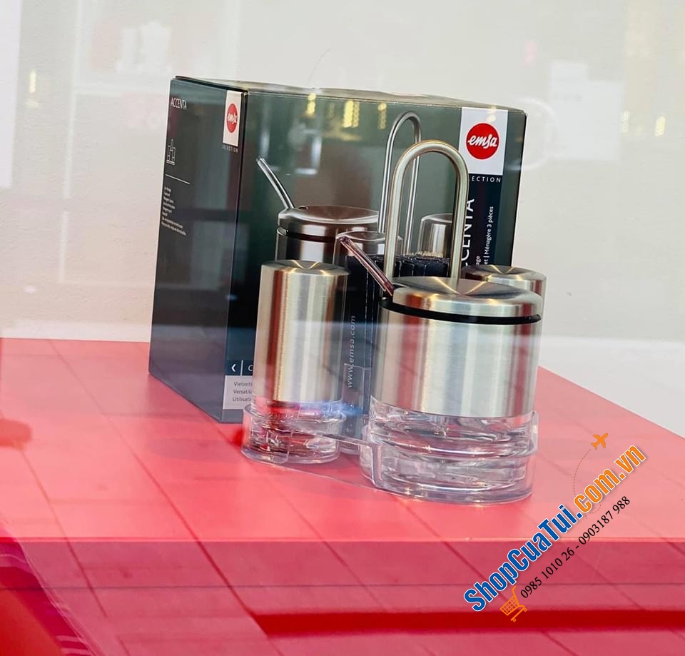SET ĐỰNG MUỐI-TIÊU-DẤM TỎI-TĂM EMSA ACCENTA.