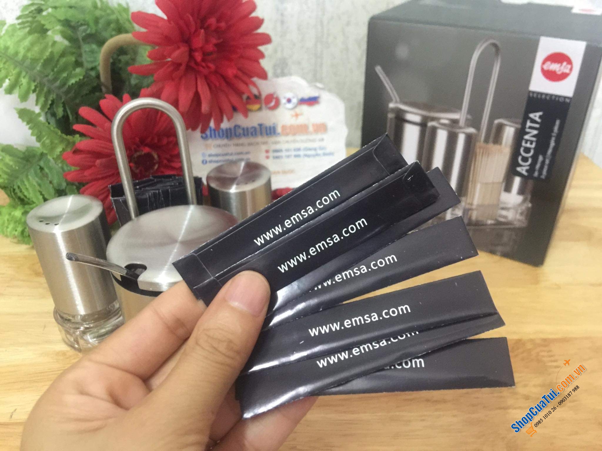 SET ĐỰNG MUỐI-TIÊU-DẤM TỎI-TĂM EMSA ACCENTA.