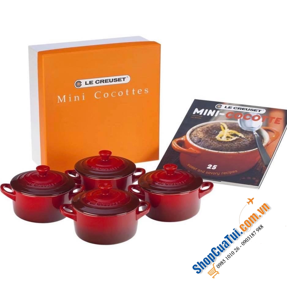 Set 4 Nồi mini của Le Creuset 10cm màu đỏ đô cực kỳ độc đáo