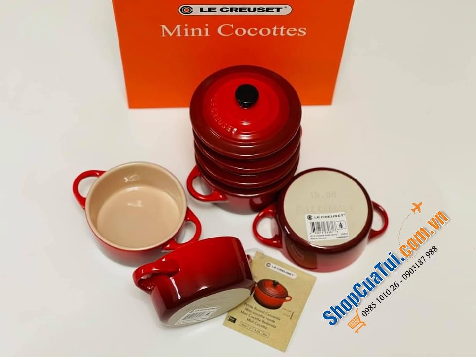 Set 4 Nồi mini của Le Creuset 10cm màu đỏ đô cực kỳ độc đáo