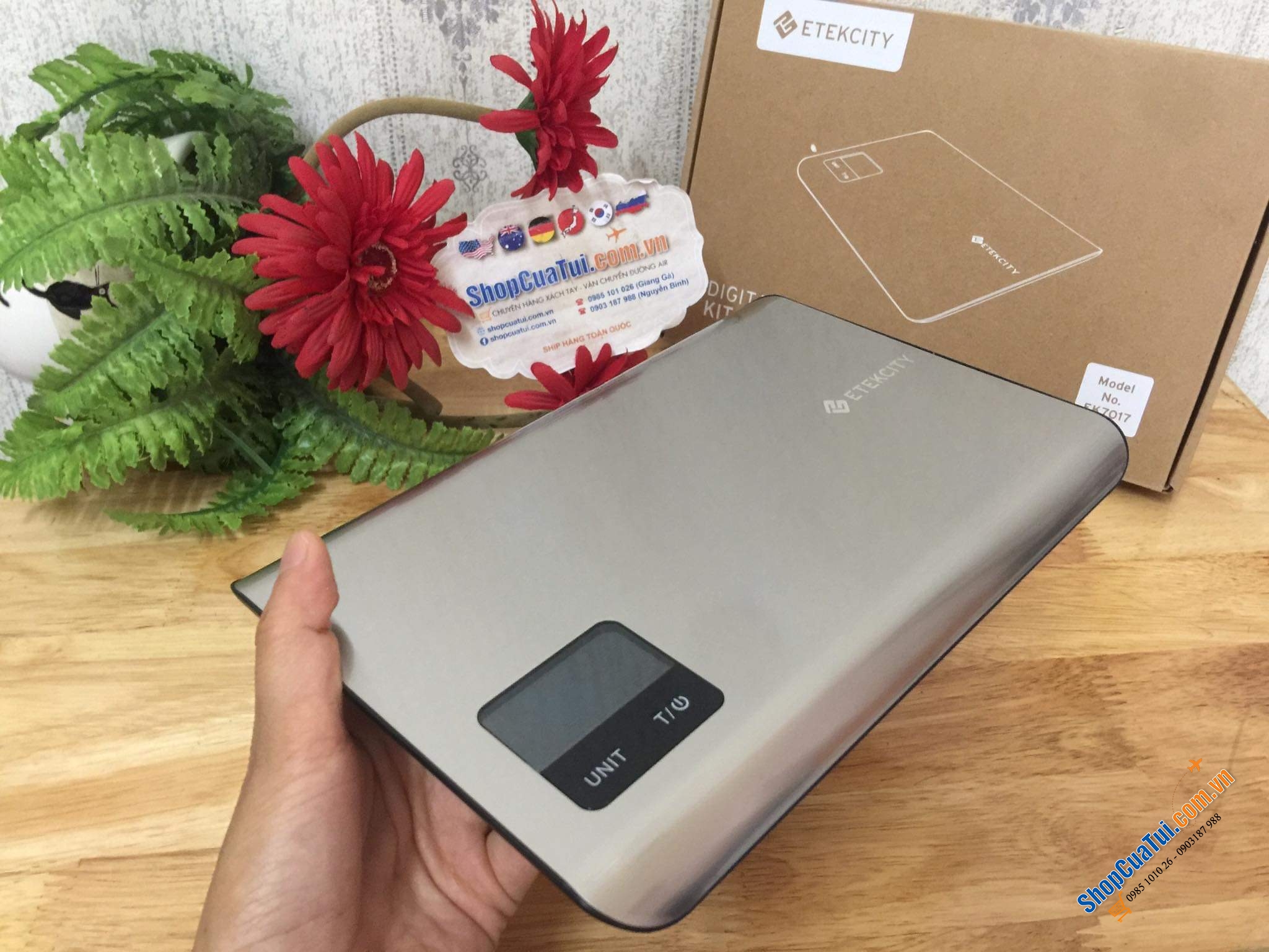 CÂN NHÀ BẾP VUÔNG CẢM ỨNG ETEKCITY.