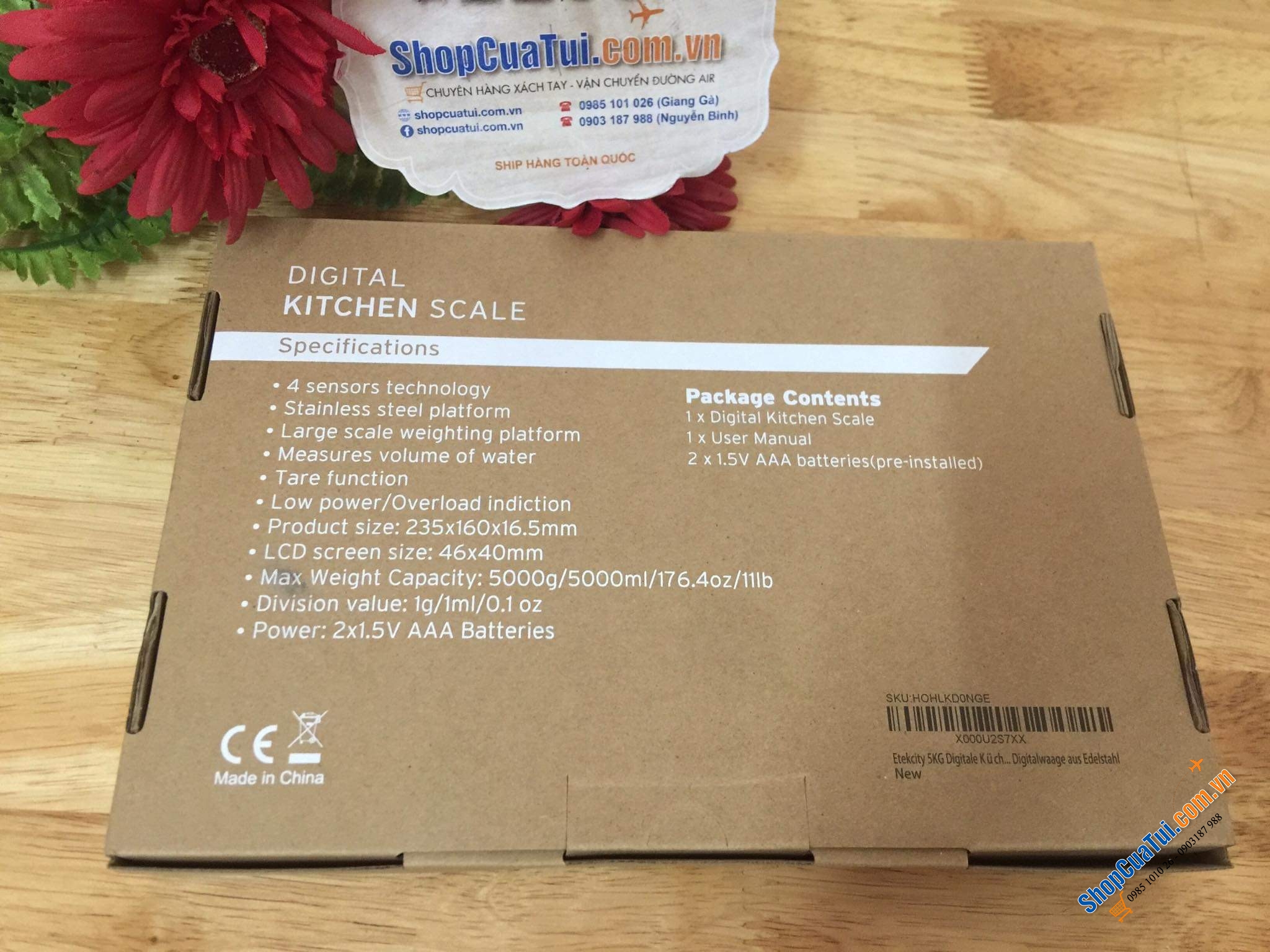 CÂN NHÀ BẾP VUÔNG CẢM ỨNG ETEKCITY.