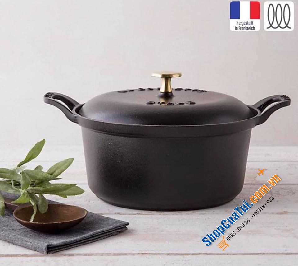 STAUB ĐEN 20 cm QUAI VỂNH - MADE IN FRANCE.