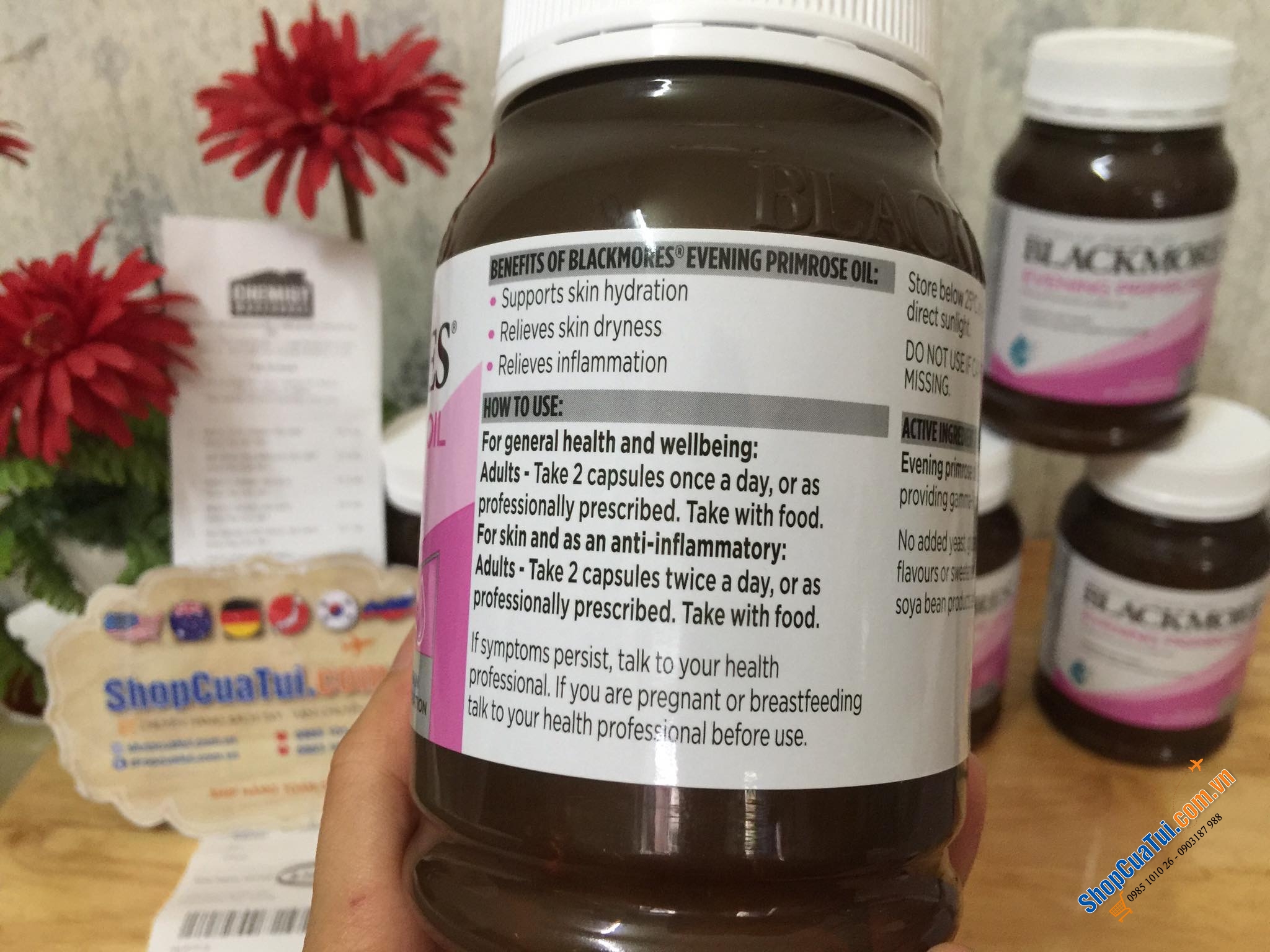 Tinh dầu hoa anh thảo Blackmores Evening Primrose Oil Skin Health Vitamin 190 Capsules - cân bằng nội tiết, đẹp da, tăng cường sức khoẻ hàm lượng anh thảo cao 1000mg
