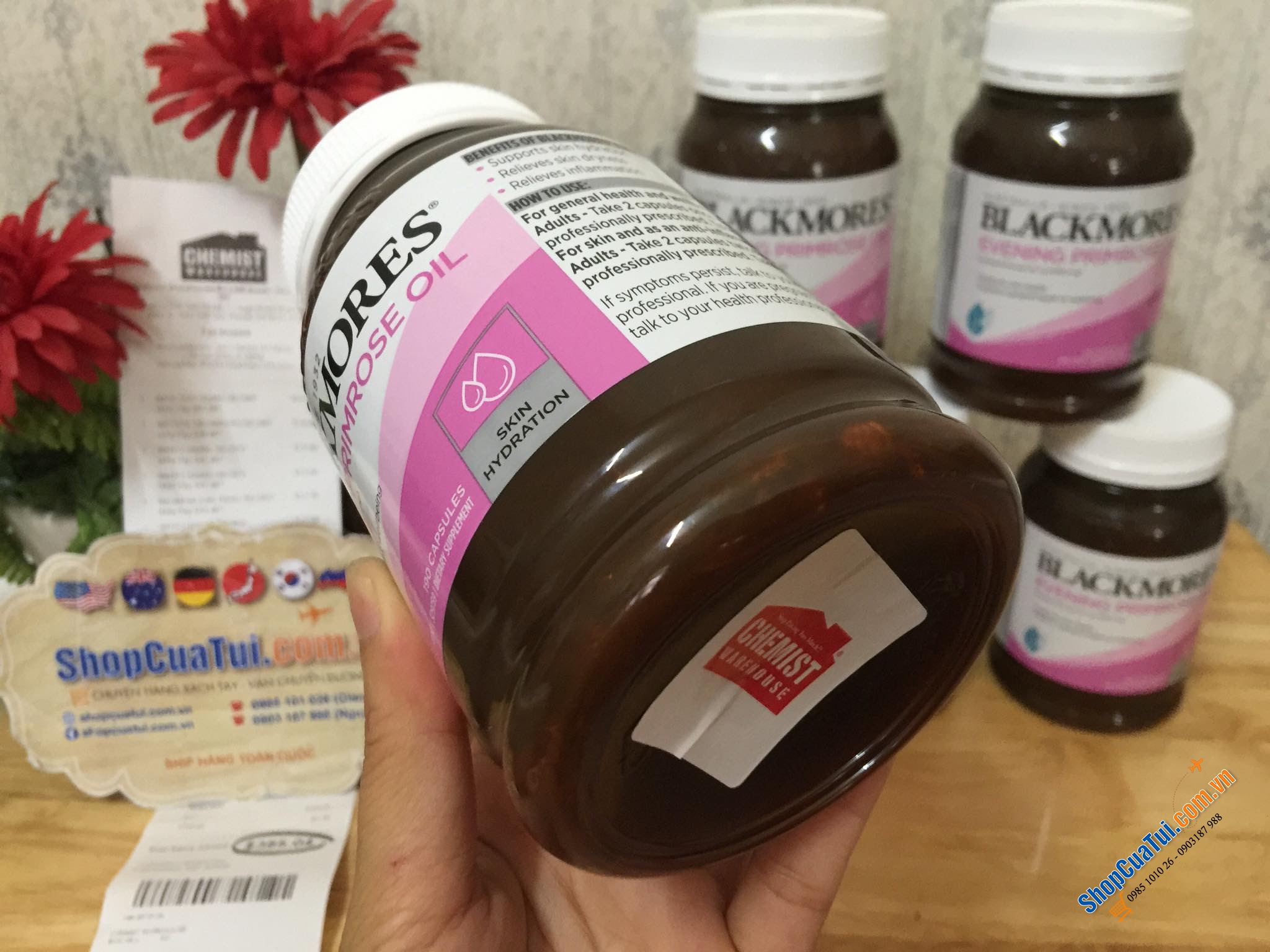 Tinh dầu hoa anh thảo Blackmores Evening Primrose Oil Skin Health Vitamin 190 Capsules - cân bằng nội tiết, đẹp da, tăng cường sức khoẻ hàm lượng anh thảo cao 1000mg