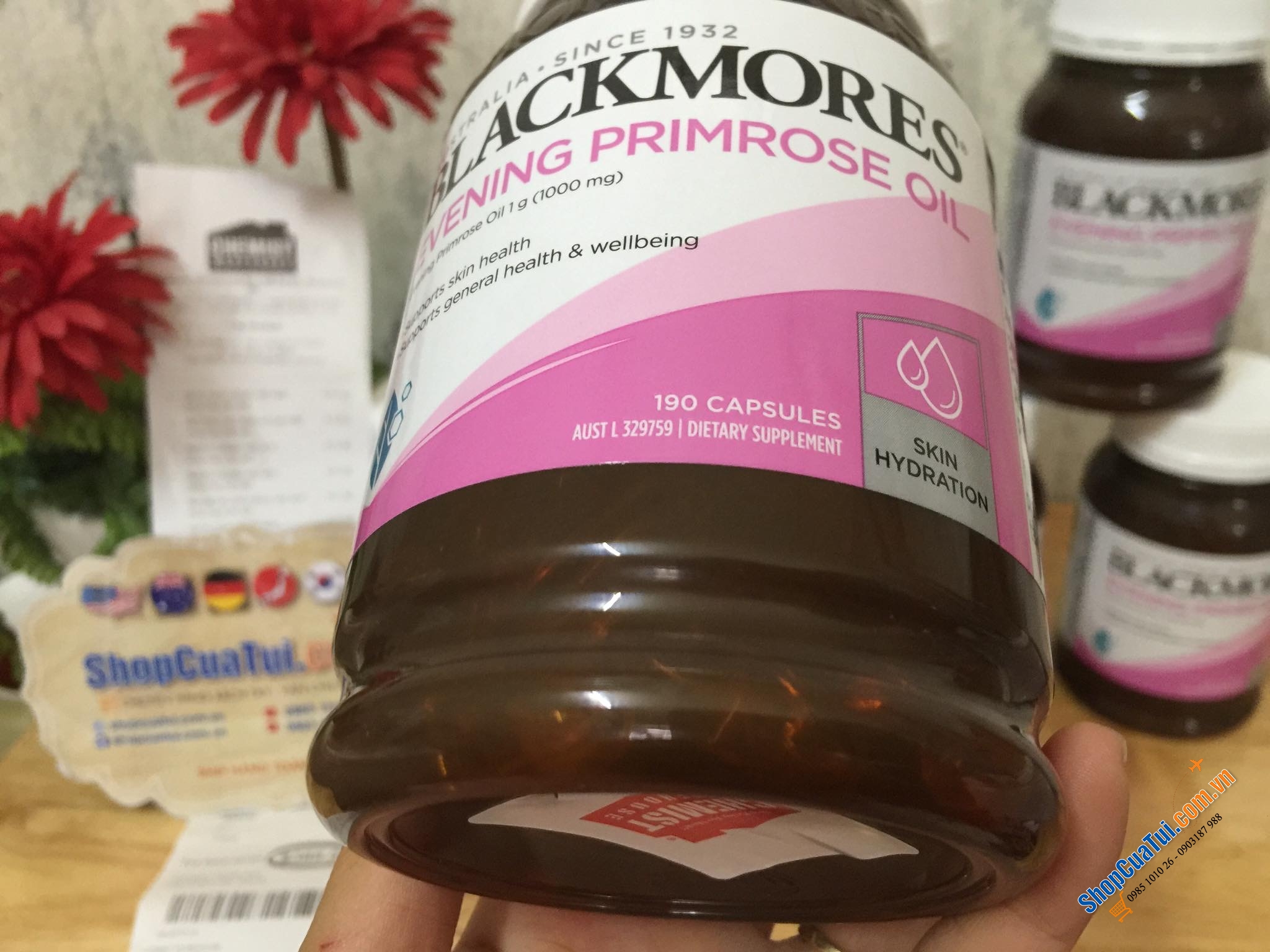 Tinh dầu hoa anh thảo Blackmores Evening Primrose Oil Skin Health Vitamin 190 Capsules - cân bằng nội tiết, đẹp da, tăng cường sức khoẻ hàm lượng anh thảo cao 1000mg