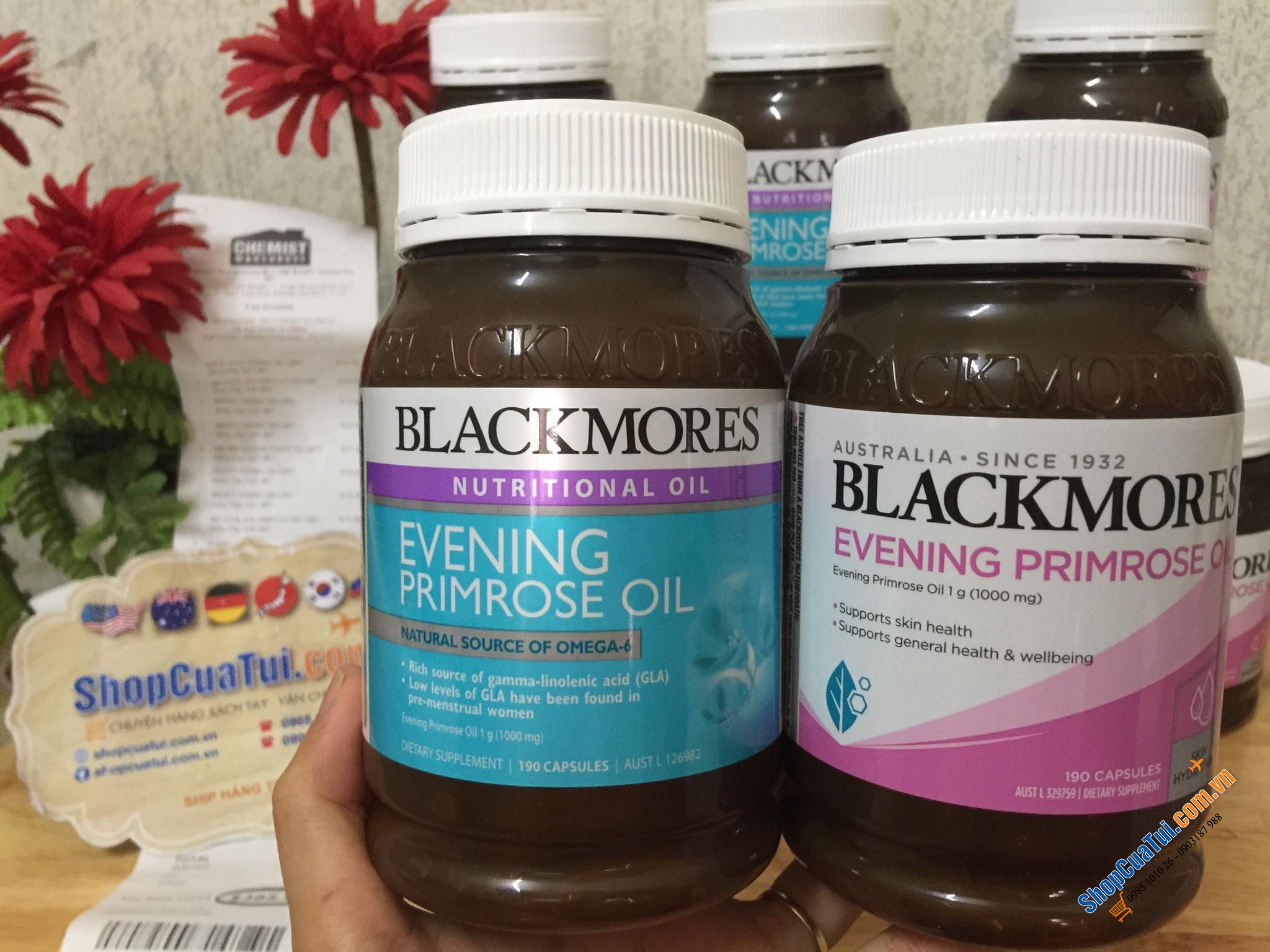 Tinh dầu hoa anh thảo Blackmores Evening Primrose Oil Skin Health Vitamin 190 Capsules - cân bằng nội tiết, đẹp da, tăng cường sức khoẻ hàm lượng anh thảo cao 1000mg