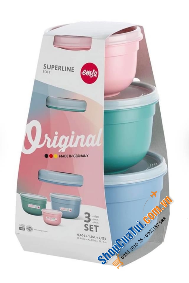 Set đựng thực phẩm Emsa Super line 3 món - MADE IN GERMANY