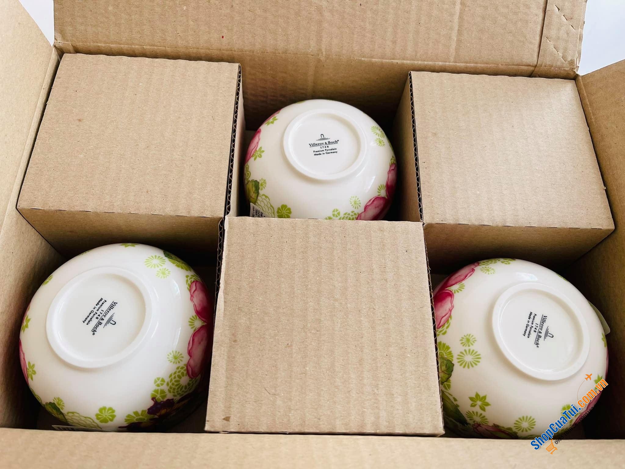 SET 6 BÁT ĂN CƠM VILLEROY BOCH - ROSE COTTAGE - VIỀN XANH DA TRỜI.