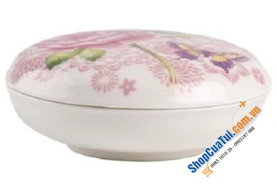 HỘP ĐỰNG ĐỒ TRANG SỨC - HẠT NGŨ CỐC - BÁNH QUY NHỎ VILLEROY BOCH ROSE COTTAGE.