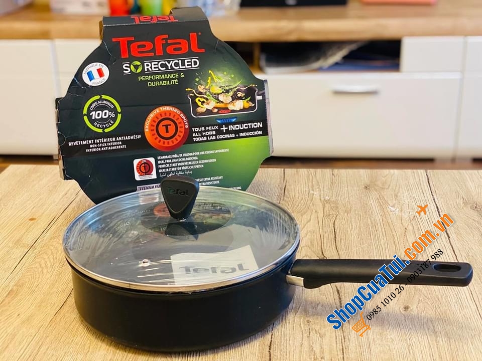 CHẢO NỒI TEFAL CÓ VUNG  SoRecycled 24 cm - MADE IN FRANCE.