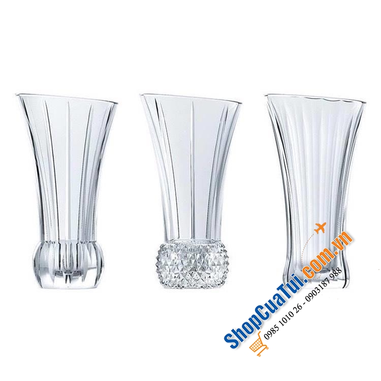 SET 3 LỌ HOA MINI ĐỂ BÀN NACHTMANN 103242 - pha lê cao cấp của Đức, cho ánh sáng tự nhiên và sự hiện diện tuyệt vời của hoa