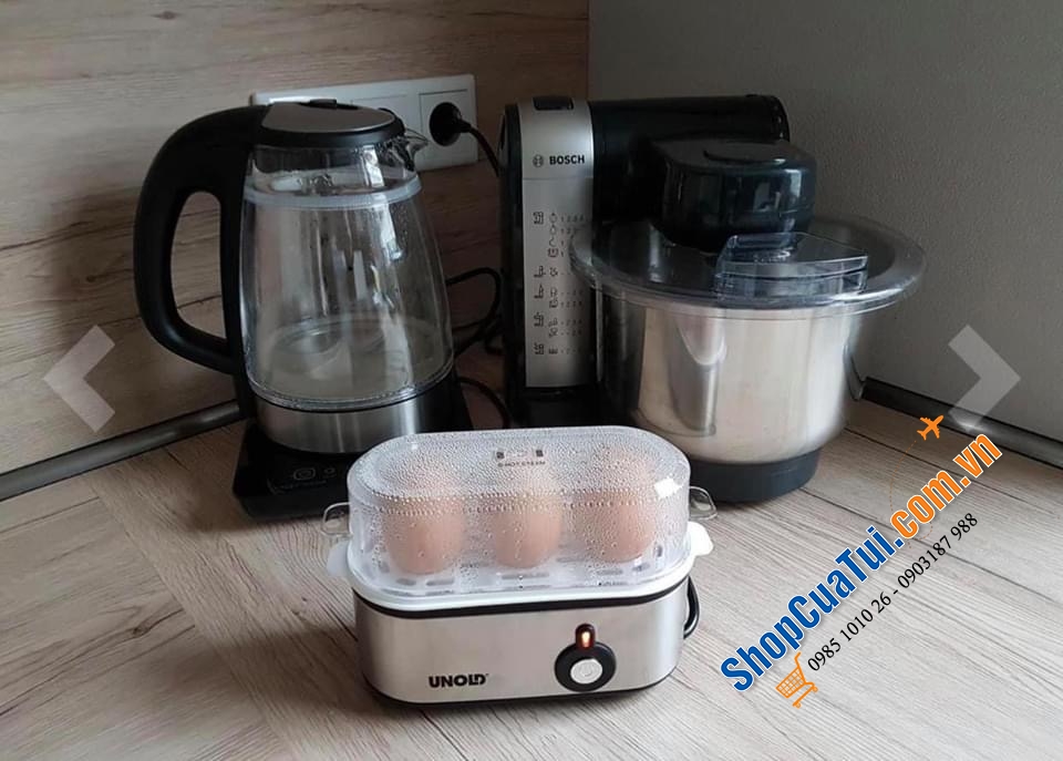 MÁY LUỘC TRỨNG UNOLD luộc 3 quả tiện lợi ko cần bắc nồi, ko mất công chờ đợi và canh.