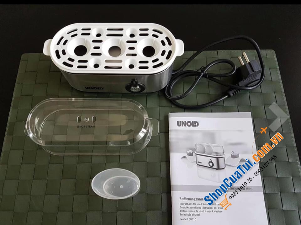 MÁY LUỘC TRỨNG UNOLD luộc 3 quả tiện lợi ko cần bắc nồi, ko mất công chờ đợi và canh.