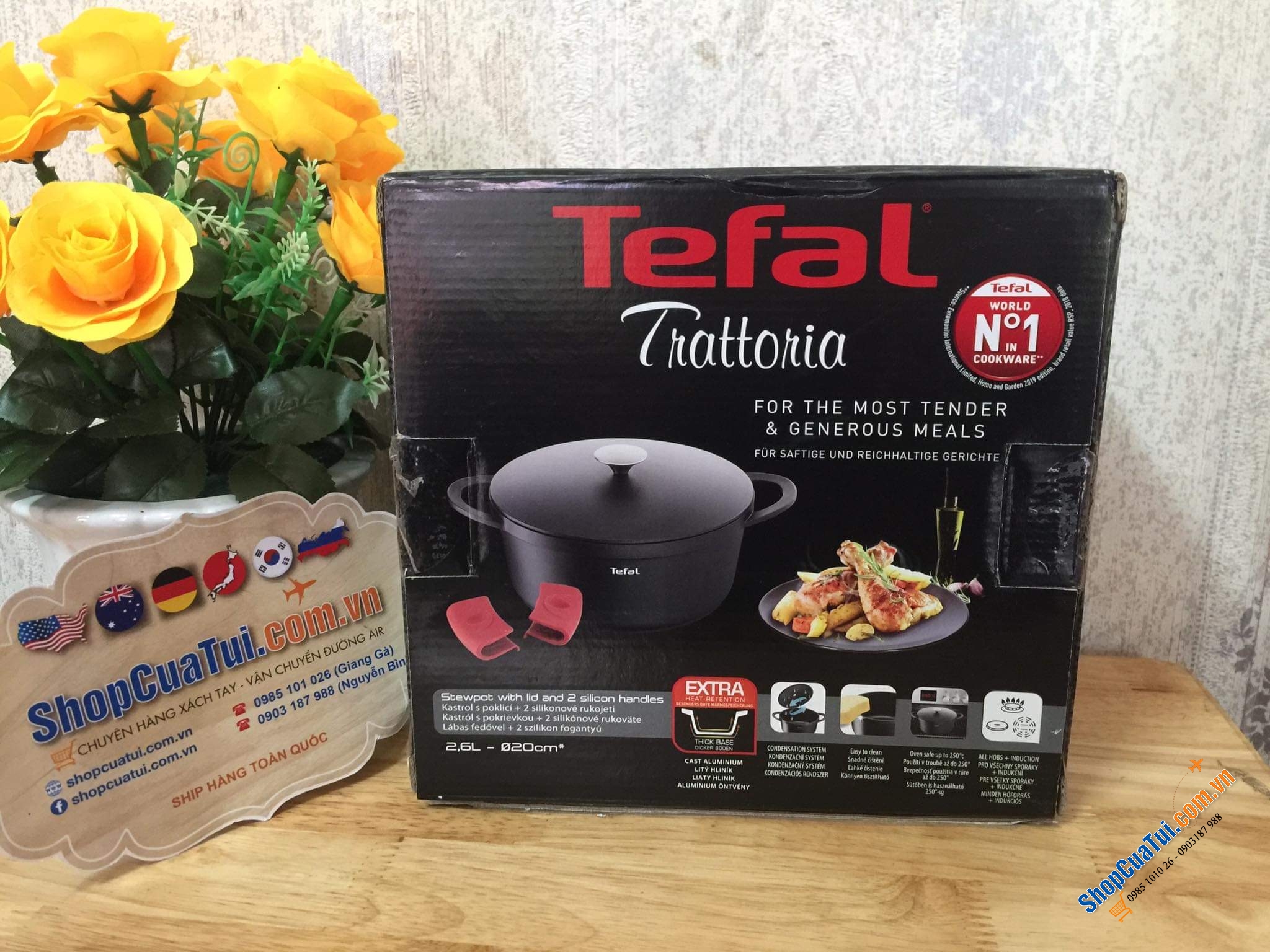 NỒI CHẢO TEFAL CHỐNG DÍNH 20 CM TRATTORIA SIÊU NHẸ.