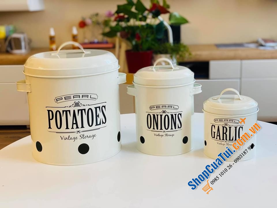 SET 3 HŨ LƯU TRỮ KHOAI TÂY, CÀ RỐT, HÀNH KHÔ PEARL.