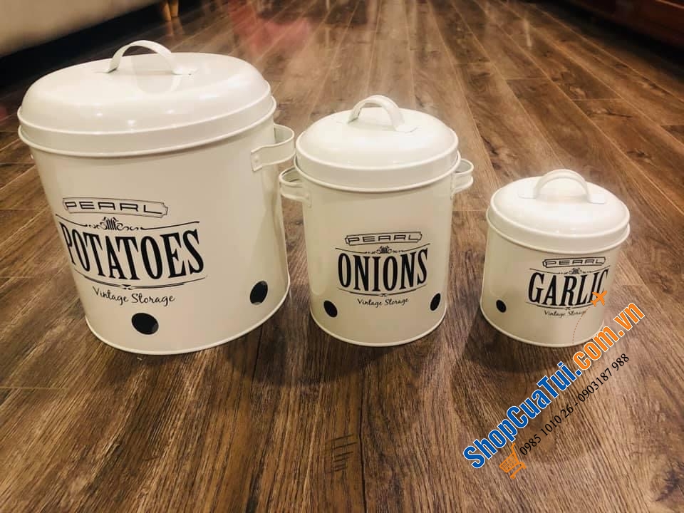 SET 3 HŨ LƯU TRỮ KHOAI TÂY, CÀ RỐT, HÀNH KHÔ PEARL.