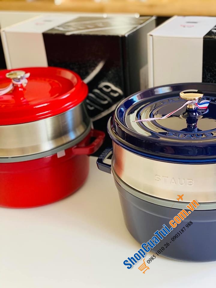 NỒI GANG ĐÚC STAUB + KÈM XỬNG MÀU - SIZE 26CM.