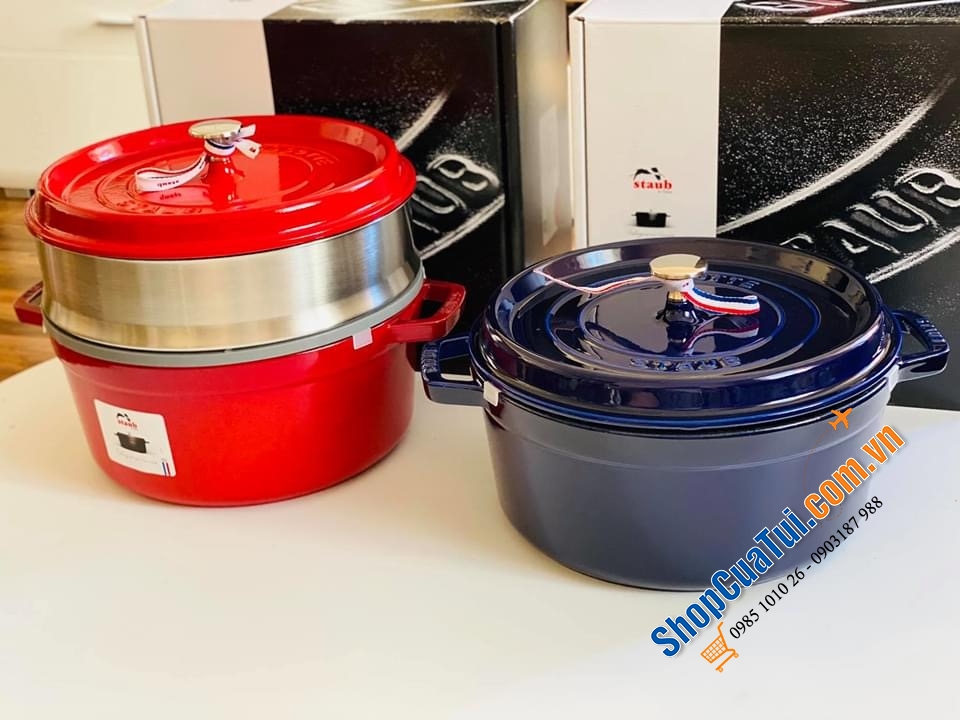 NỒI GANG ĐÚC STAUB + KÈM XỬNG MÀU - SIZE 26CM.