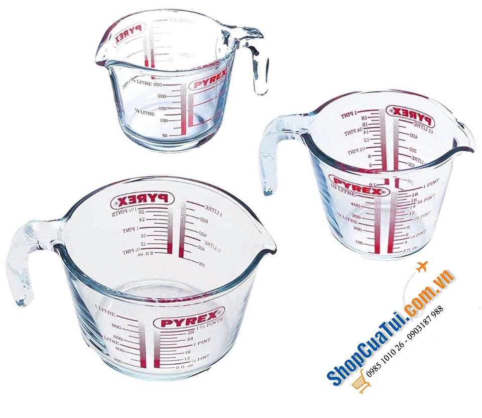 Set 3 cốc đo làm bánh PYREX.