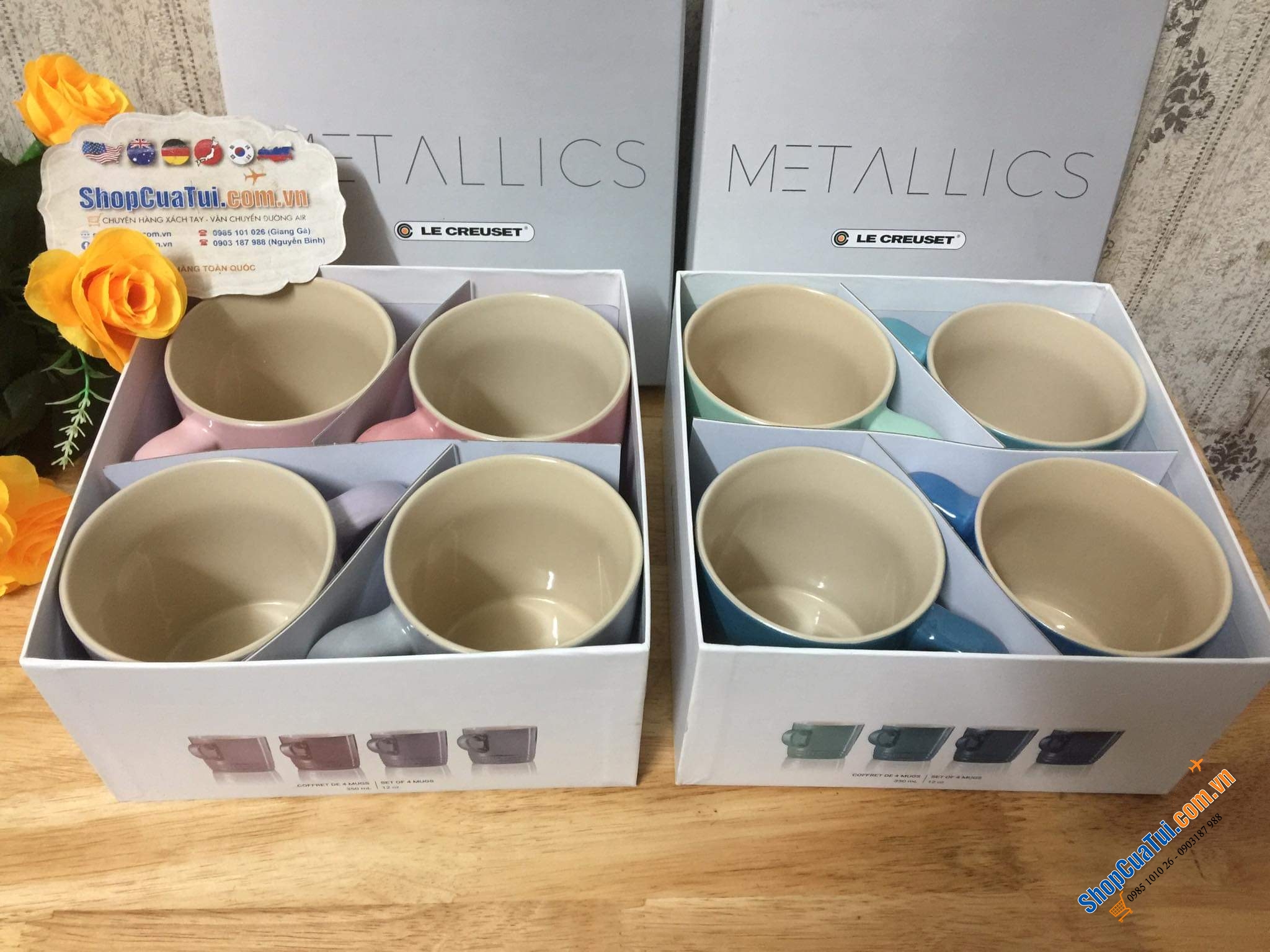 SET 4 CỐC LE CREUSET KÈM HỘP 350ml.