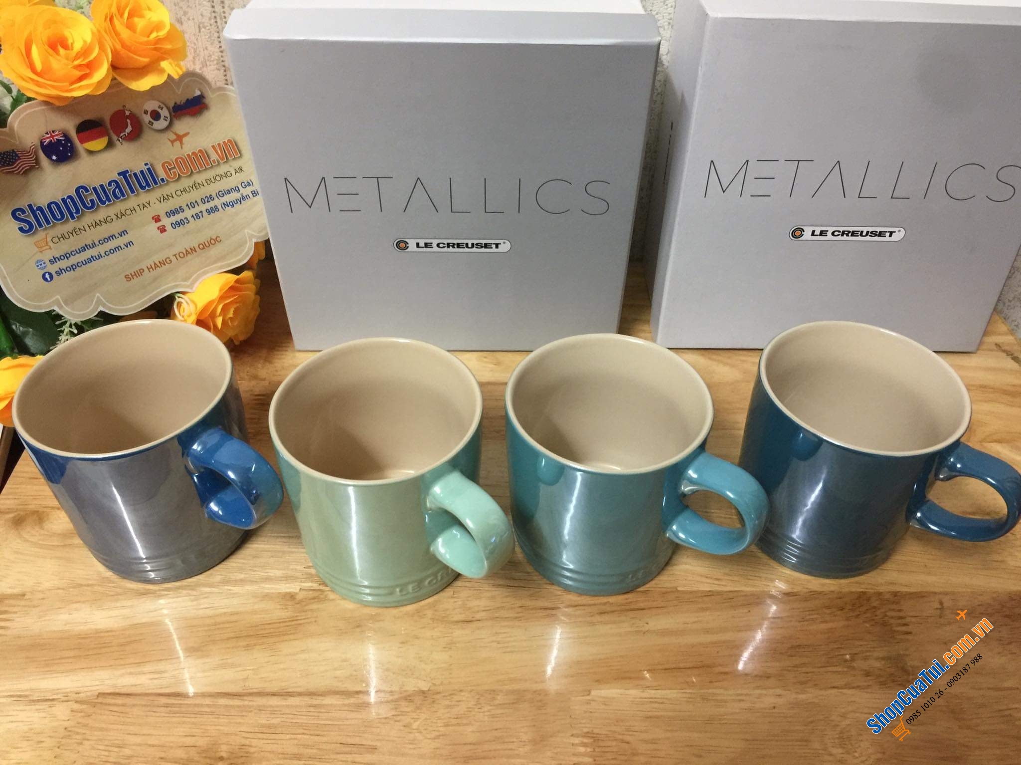 SET 4 CỐC LE CREUSET KÈM HỘP 350ml.