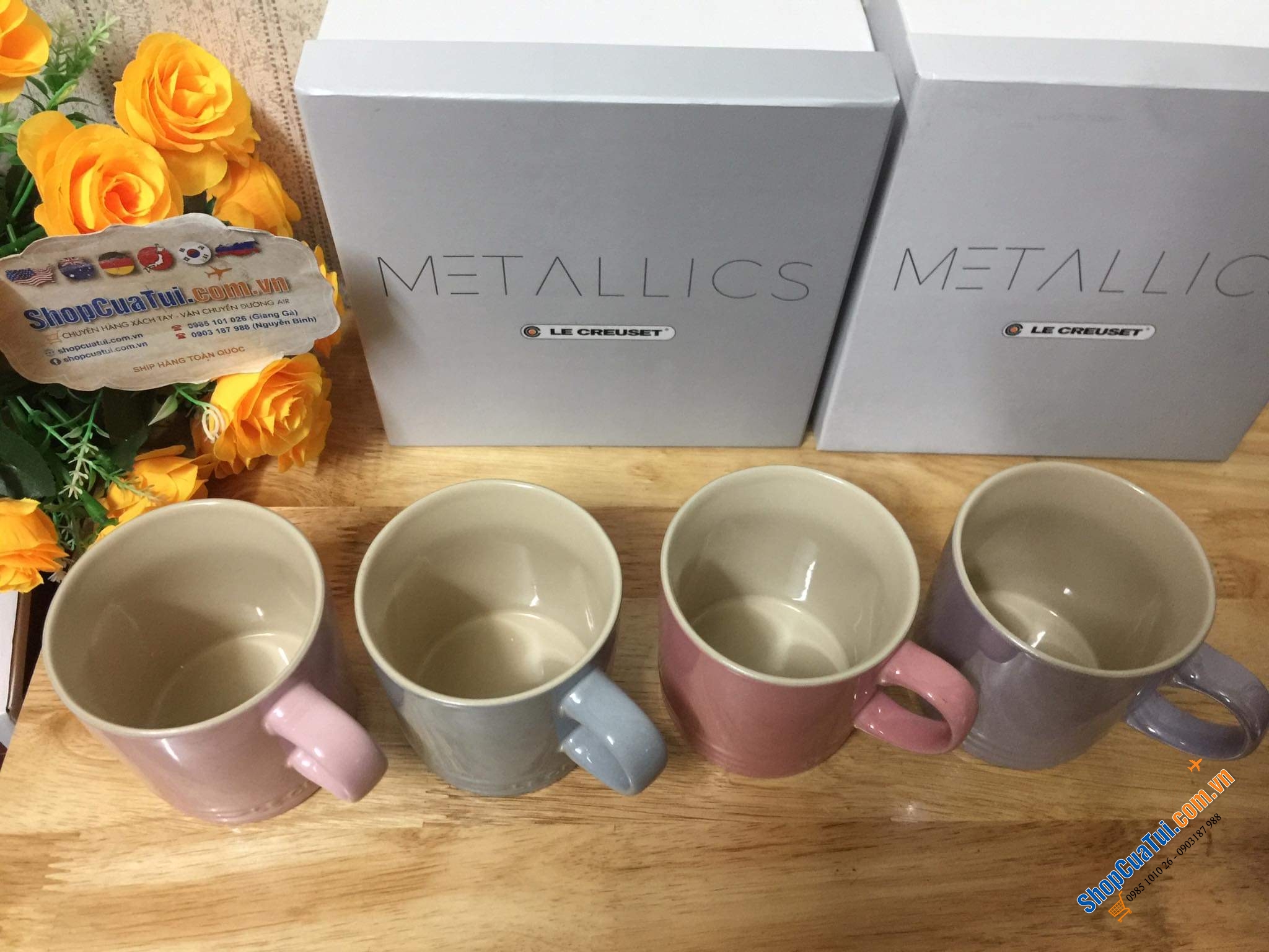 SET 4 CỐC LE CREUSET KÈM HỘP 350ml.