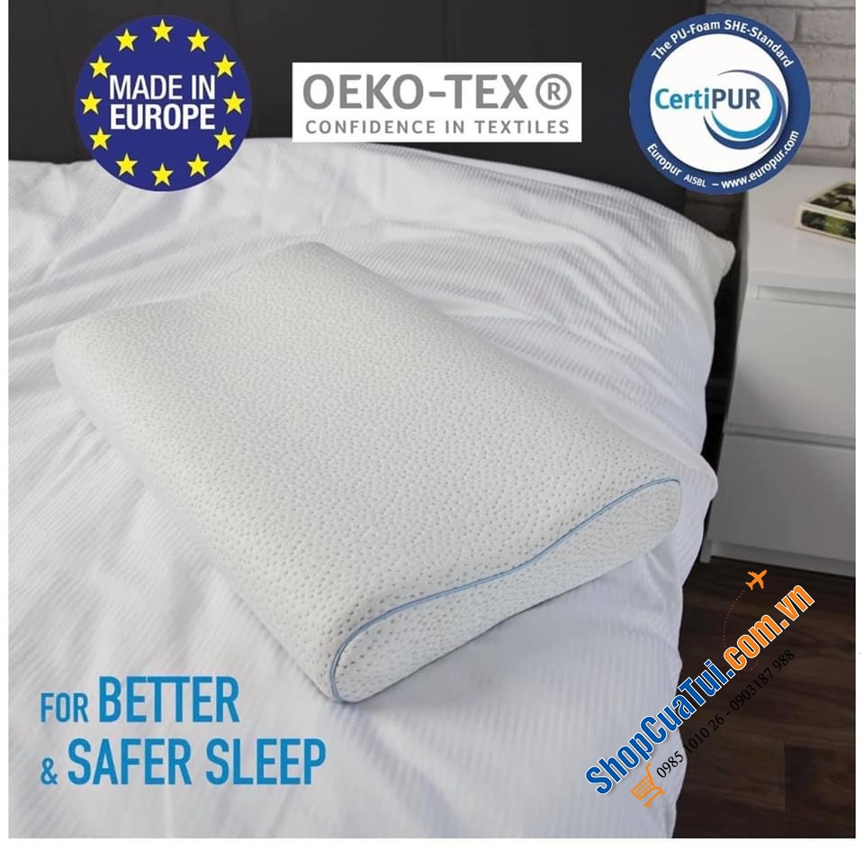 Gối Dreamzie Memory Foam Pillow - chống thoái hoá đốt sống cổ - hàng nội địa Đức - MADE IN EUROPE.